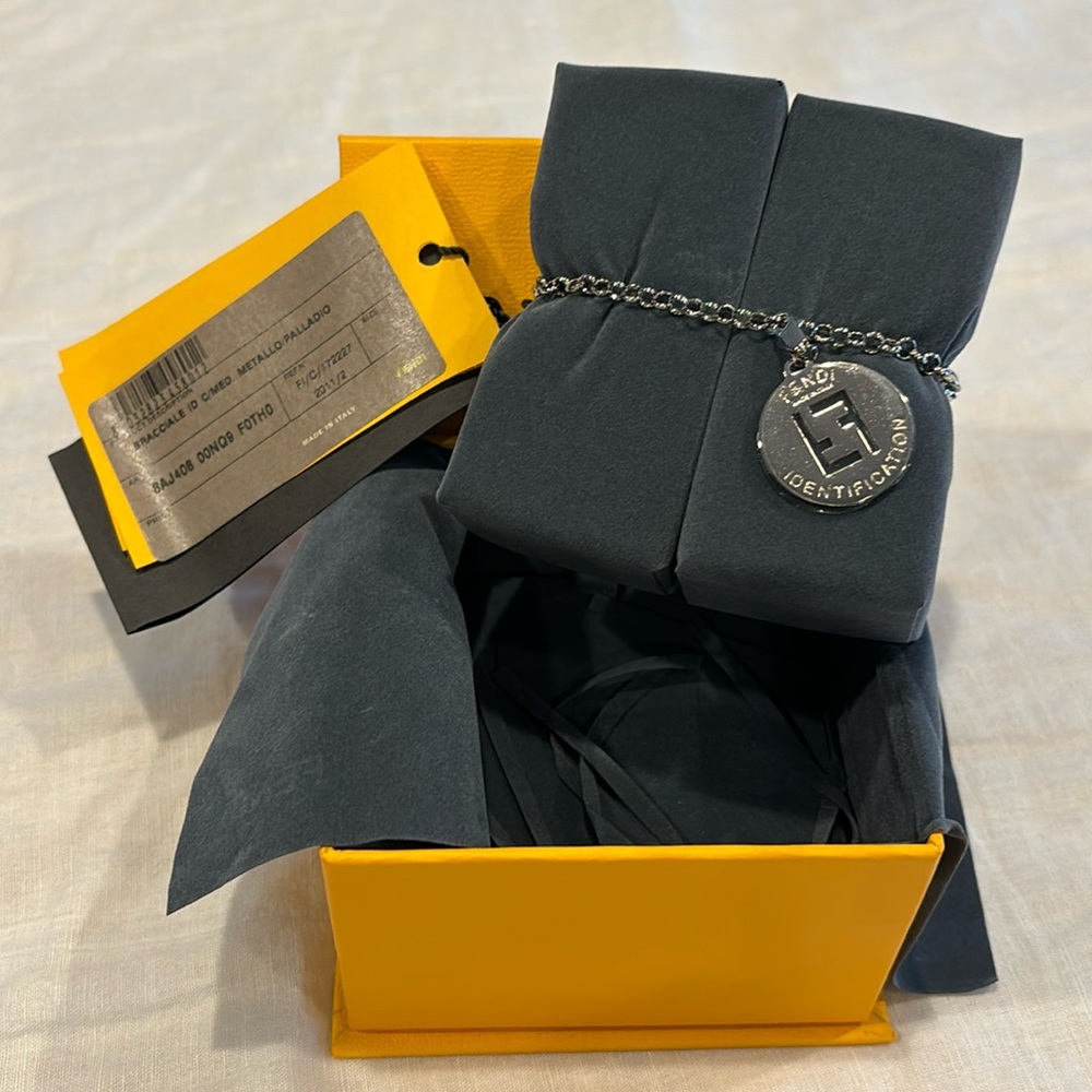 Brand new silver Fendi ID bracelet with certificate of authenticity